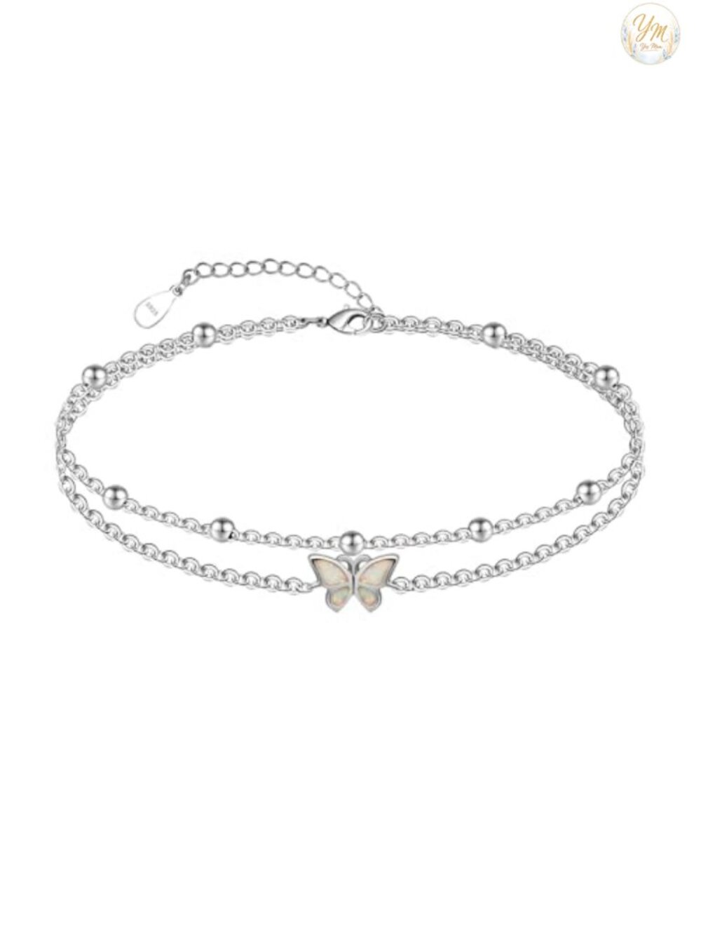 925 Sterling Silver Butterfly Anklet Adjustable Layered Foot Chain Boho Beach